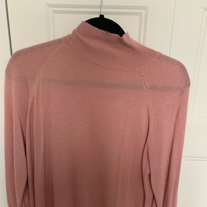 Light pink, long sleeved, mock neck, knit sweater